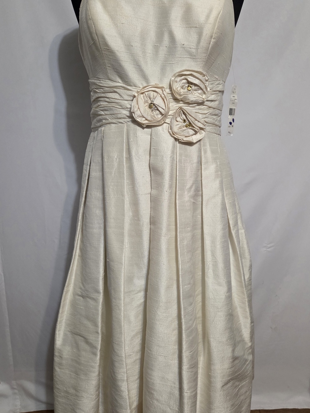 NWT Eliza J. SILK Rhinestone & Pearl Embellished Cocktail Dress Size 14